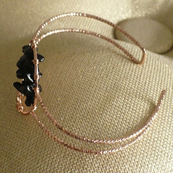 ❤️Black Chip Tree of Life Rose Gold Color Bracelet - Picture 2 of 5